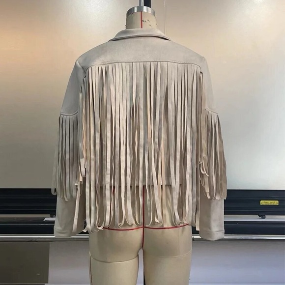Boho Tassel suede women fringe jacket long sleeve jacket New boutique item - Picture 2 of 4